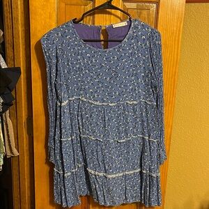 Blue Floral Long Sleeve Top